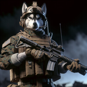Create a realistic picture of a humanoid husky as a United State...