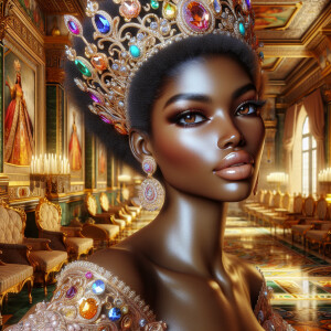 Construct a vivid, hyper-realistic portrait of an light skin Afr...