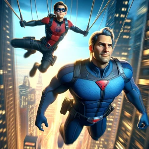 Generate an image depicting Superman, donning his iconic blue su...