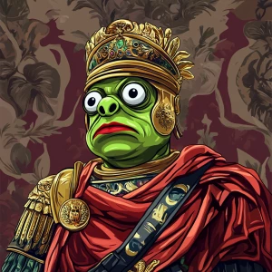 Pepe with pumped-up lips of a bright red color in carton style...