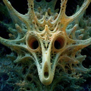 In the dreamy realm of a luminous grotesque AI construct, a surr...