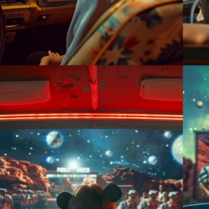 /imagine prompt: close-up cinematic view from behind a vintage c...