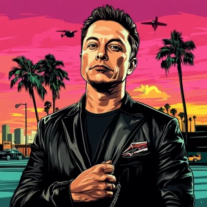 Elon Musk in GTA art style — Robbing people — in the style of a...