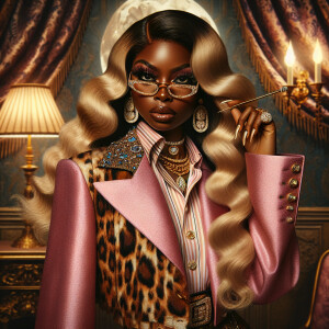 Create a full-body, hyper-realistic portrait of a melanin-rich w...