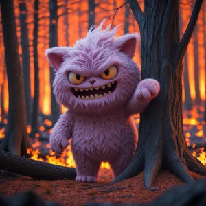 An ultra-photorealistic scene with a whimsical, kawaii-style, ta...