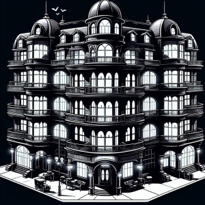 طراحی هتل چهار طبقه با نما سازی کلاسیک فاخر،پلان هتل به صورت ۸ ض...