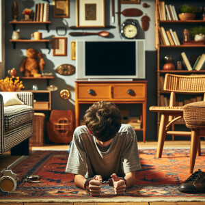 caucasian male youth handcuffed, laying flat face down on the gr...