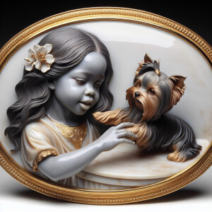 Prompt: porcelain
Statue of a very light skin African-American...
