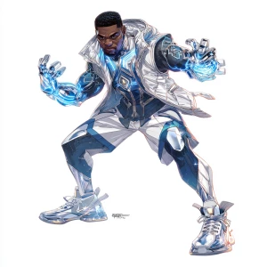 A frontal T pose full body concept illustration of A powerful bl...