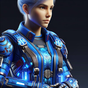 Generate zero suit samus in her blue crop top