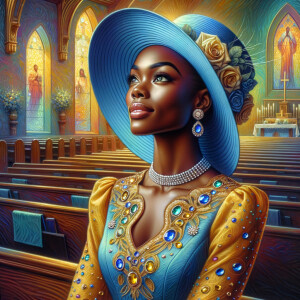 A spiritually enriching illustration portrays an African America...