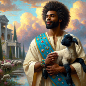 Oil painting of an African-American man resembling Jesus Christ,...