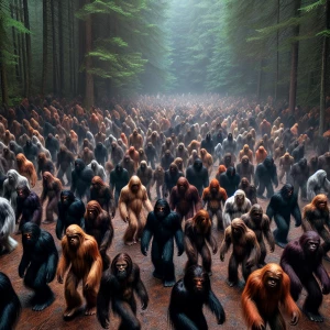 1900 different dancing humanoid looking hair covered sasquatchs...