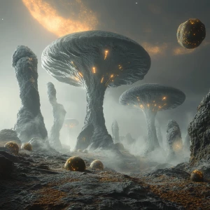 A 2.5D-style alien environment created to frame the alien hybrid...