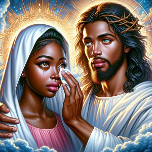 Ensure that the image distinctly represents both Jesus Christ an...