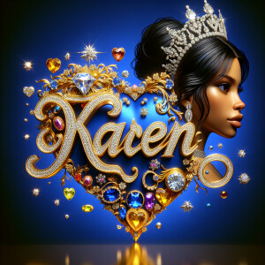 VCraft a 3-D image showcasing the name 'KAREN' in a luxurious go...