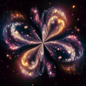 cloverleaf galaxy system:: from high to low:: blured:: great ele...
