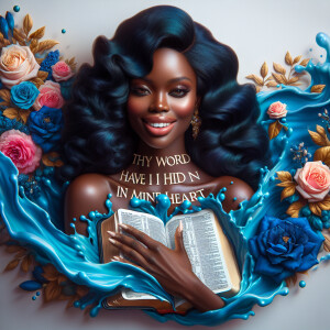 Create an image of an ultra-light-skinned African-American woman...