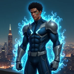 Create an image of "The Persuader," a 30-year-old Ethiopian supe...