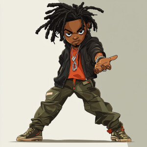 Create a funny full body image cartoon like African American mal...