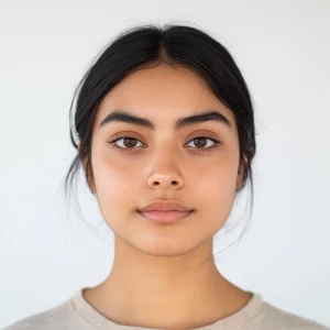 Portrait of a 22-year-old woman with Indian and Mexican heritage...