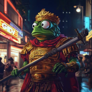 Pepe the Frog in carton style dressed as an ancient Roman empero...