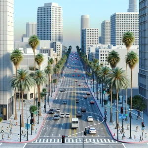 A scale model of los Angeles street view..