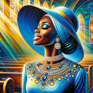 A spiritually enriching illustration portrays an African America...