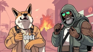 WFOG meme, DOGE meme, GIGA SHAD meme in GTA style