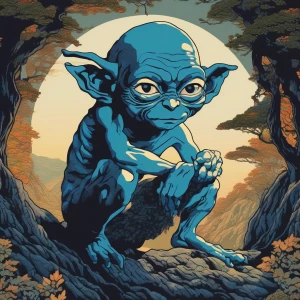 Create an image of Gollum, a character from J.R.R. Tolkien's "Th...