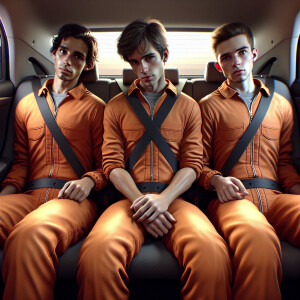 Three Caucasian males, aged 13 to 15,  they have their hands and...