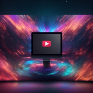 holographic YouTube banner with noise effect