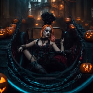 Generate a ultra-realistic image of Harley Quinn portrayed with...