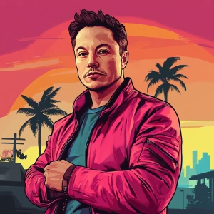 Elon Musk in GTA art style — Elon as a jedi — in the style of a...