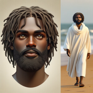 Create a 3-D realistic picture of a beautiful African-American J...