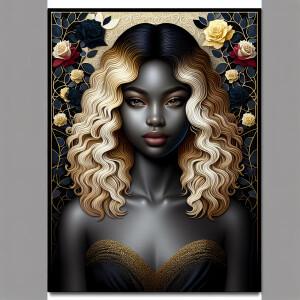 Create a vertical 3-D portrait of a light-skinned African-Americ...