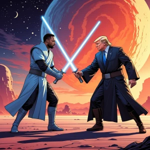 Star Wars-inspired duel between Elon Musk and Donald Trump on a...