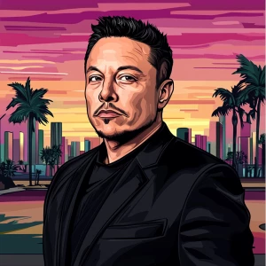 Elon Musk in GTA art style, , in the style of a Grand Theft Aut...