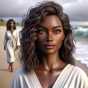 Create a 3-D realistic picture of a beautiful African-American J...
