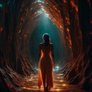 In the ethereal depths of a dreamy terrifying space habitat, a c...