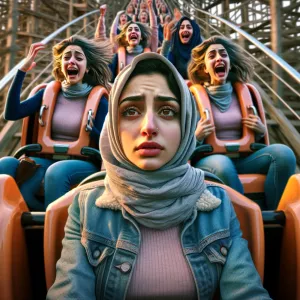 Teenager she experiences and emotions of a tween riding a roller...