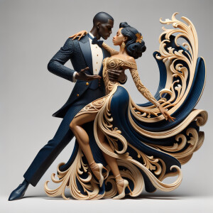 3d wood and porcelain sculpture of an Afrocentric woman with a m...