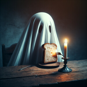 Ghost eating bread