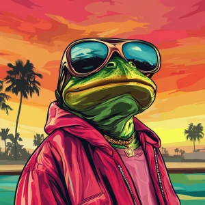 MEME PEPE in GTA art style, gg, in the style of a Grand Theft A...