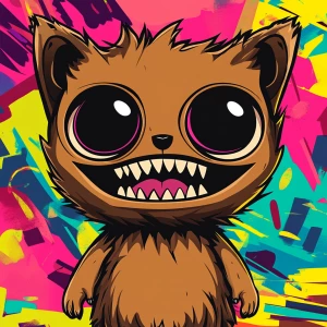 Stylized character  portrait of a mischievous designer toy creat...