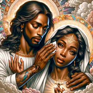 Ensure that the image distinctly represents both Jesus Christ an...