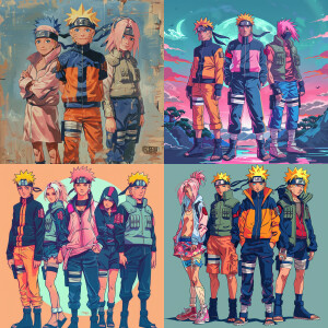 Create a 1980's version of the anime series Naruto. Including ch...