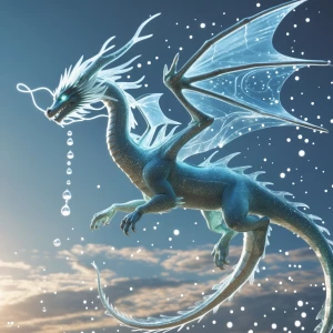 An elegant dragon soaring through the sky, composed entirely of...