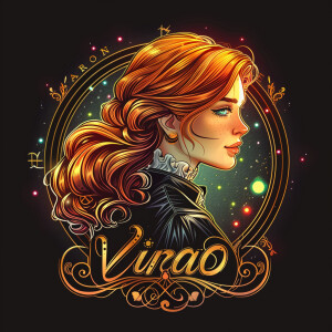 Illustrate a steampunk version of the zodiac sign Virgo, featuri...
