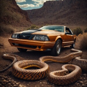 an image of a 1992 mustang  featuring an rattle snake scale patt...